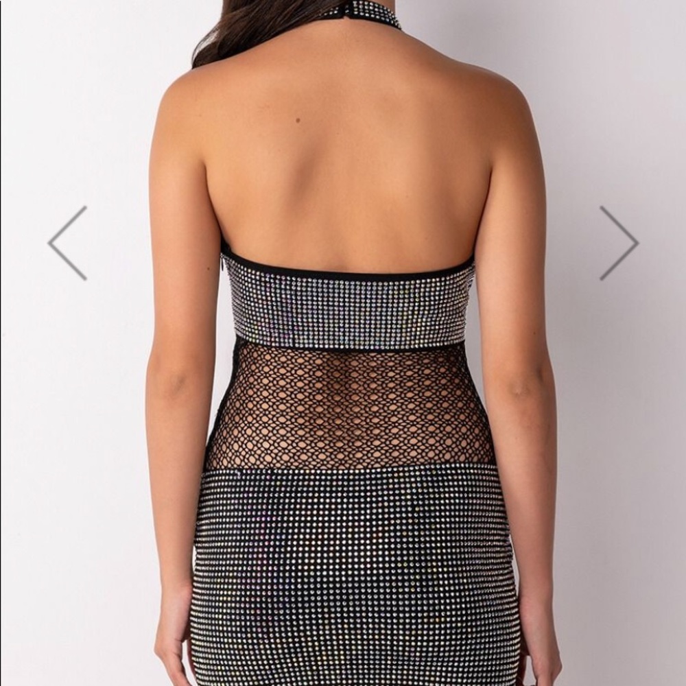 Beautiful  Halter Top Rhinestone Mini Dress - Picture 6 of 7